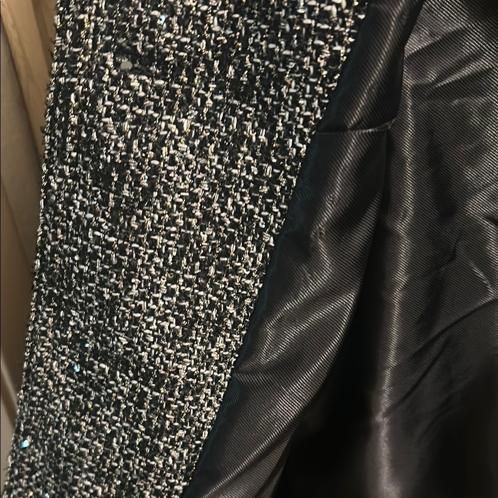 🎉3X HOST PICK🎉 Zara Black & Silver Tweed Jacket with Fringe Trim - Picture 7 of 11